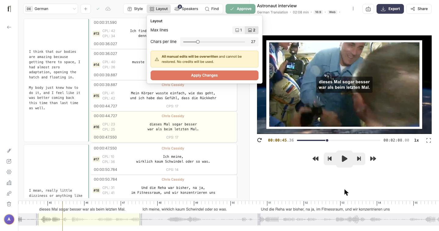 Layout panel showing the overwrite warning and the red Apply Changes button