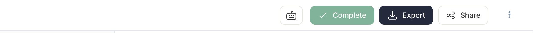 The top bar of the editor with the Share button next to the Export button
